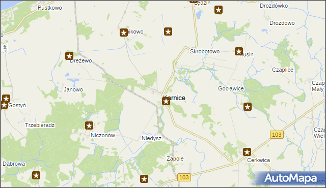 mapa Karnice powiat gryficki, Karnice powiat gryficki na mapie Targeo