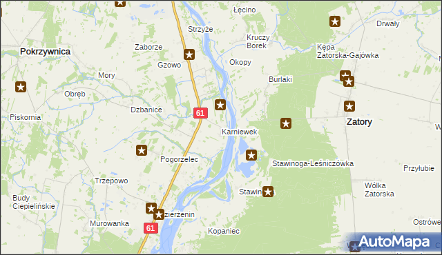 mapa Karniewek, Karniewek na mapie Targeo