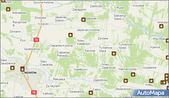 mapa Karolów gmina Chotcza, Karolów gmina Chotcza na mapie Targeo