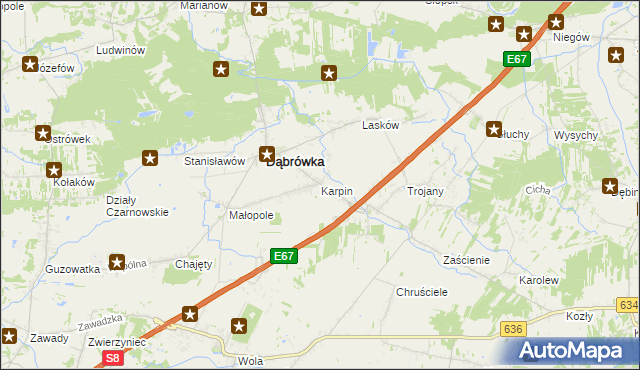 mapa Karpin gmina Dąbrówka, Karpin gmina Dąbrówka na mapie Targeo