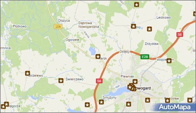 mapa Karsk gmina Nowogard, Karsk gmina Nowogard na mapie Targeo