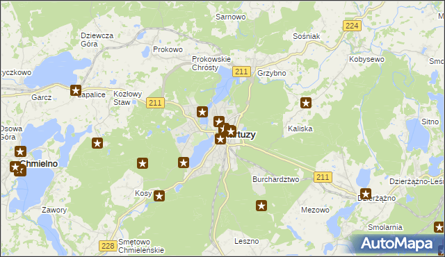 mapa Kartuzy, Kartuzy na mapie Targeo