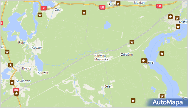 mapa Karwica Mazurska, Karwica Mazurska na mapie Targeo