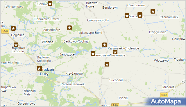 mapa Karwosieki-Noskowice, Karwosieki-Noskowice na mapie Targeo