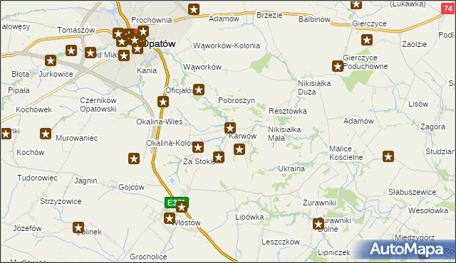 mapa Karwów gmina Opatów, Karwów gmina Opatów na mapie Targeo