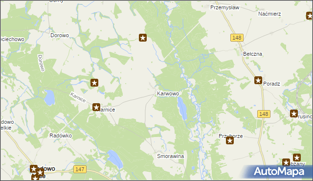 mapa Karwowo gmina Łobez, Karwowo gmina Łobez na mapie Targeo