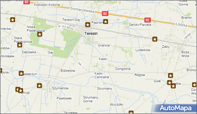 mapa Kaski gmina Baranów, Kaski gmina Baranów na mapie Targeo