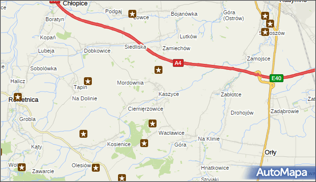 mapa Kaszyce, Kaszyce na mapie Targeo