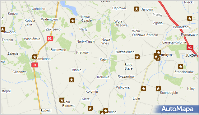 mapa Kąty gmina Łanięta, Kąty gmina Łanięta na mapie Targeo