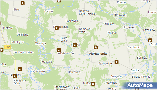 mapa Kawęczyn gmina Aleksandrów, Kawęczyn gmina Aleksandrów na mapie Targeo