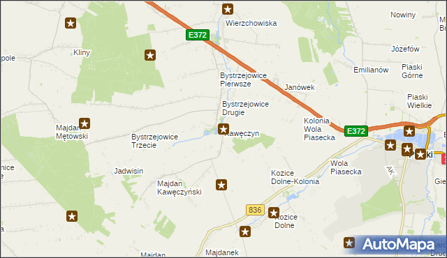 mapa Kawęczyn gmina Piaski, Kawęczyn gmina Piaski na mapie Targeo