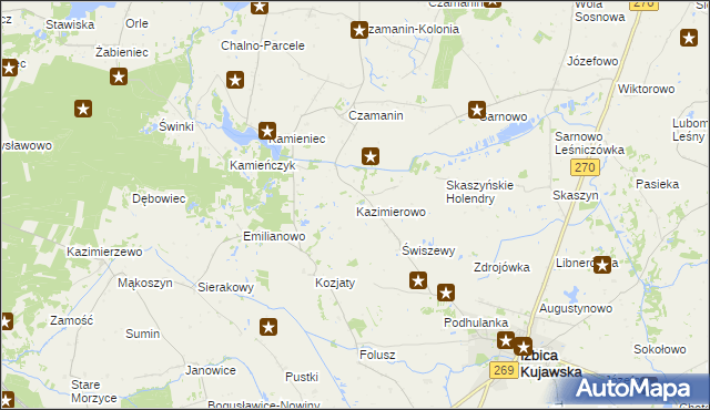 mapa Kazimierowo gmina Izbica Kujawska, Kazimierowo gmina Izbica Kujawska na mapie Targeo