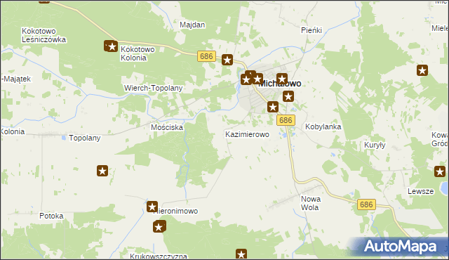 mapa Kazimierowo gmina Michałowo, Kazimierowo gmina Michałowo na mapie Targeo