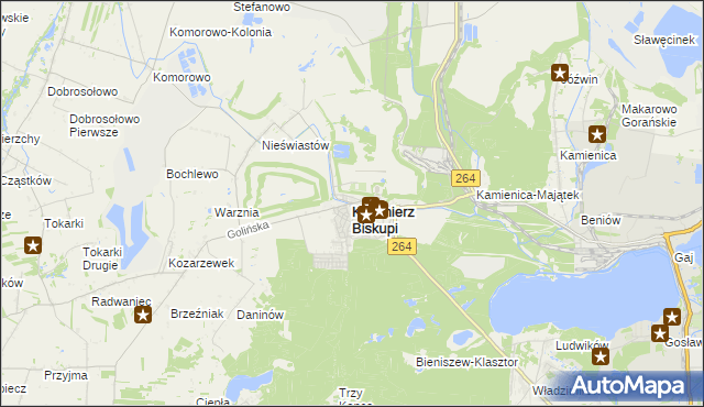 mapa Kazimierz Biskupi, Kazimierz Biskupi na mapie Targeo