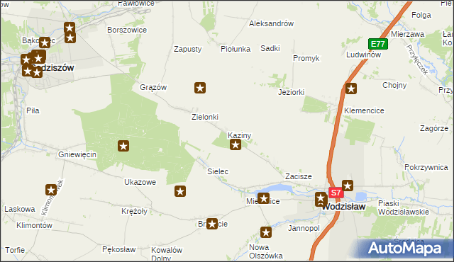 mapa Kaziny, Kaziny na mapie Targeo