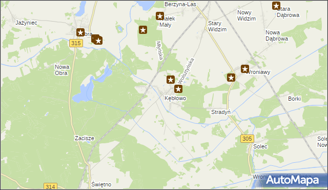 mapa Kębłowo gmina Wolsztyn, Kębłowo gmina Wolsztyn na mapie Targeo