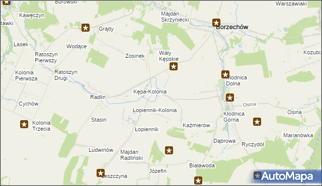 mapa Kępa gmina Borzechów, Kępa gmina Borzechów na mapie Targeo