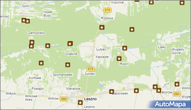 mapa Kępiaste gmina Leszno, Kępiaste gmina Leszno na mapie Targeo