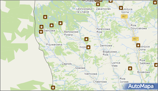 mapa Kiczory, Kiczory na mapie Targeo