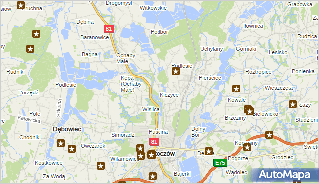 mapa Kiczyce, Kiczyce na mapie Targeo