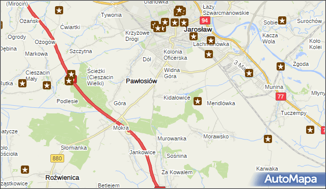 mapa Kidałowice, Kidałowice na mapie Targeo