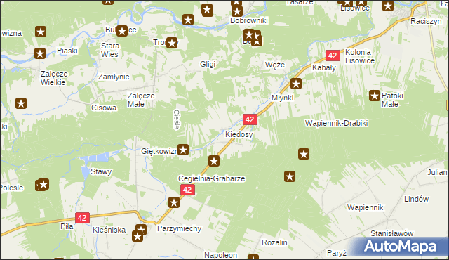 mapa Kiedosy, Kiedosy na mapie Targeo