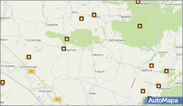 mapa Kiełczyn gmina Dzierżoniów, Kiełczyn gmina Dzierżoniów na mapie Targeo