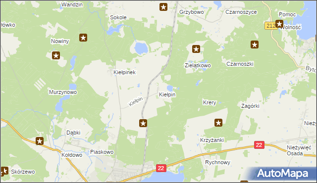 mapa Kiełpin gmina Człuchów, Kiełpin gmina Człuchów na mapie Targeo