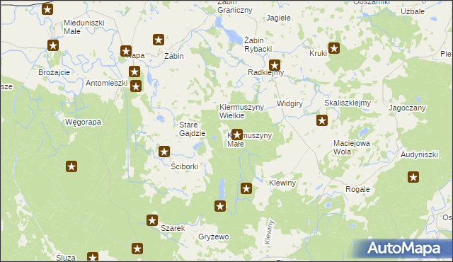 mapa Kiermuszyny Małe, Kiermuszyny Małe na mapie Targeo