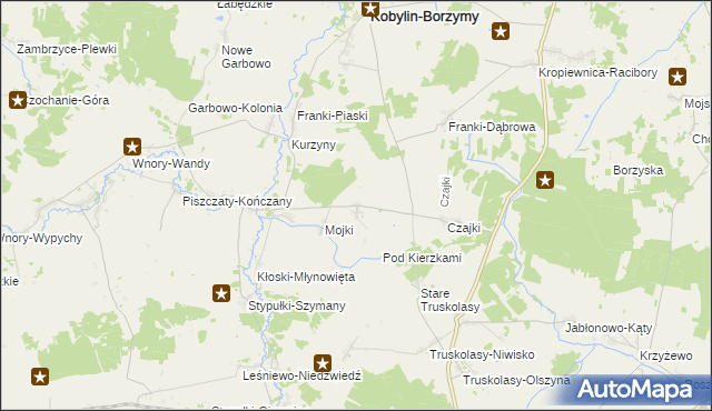 mapa Kierzki gmina Kobylin-Borzymy, Kierzki gmina Kobylin-Borzymy na mapie Targeo