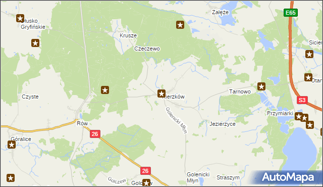 mapa Kierzków gmina Myślibórz, Kierzków gmina Myślibórz na mapie Targeo