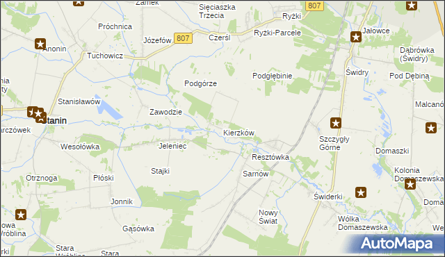 mapa Kierzków gmina Stanin, Kierzków gmina Stanin na mapie Targeo