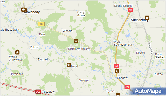 mapa Kisielany-Kuce, Kisielany-Kuce na mapie Targeo