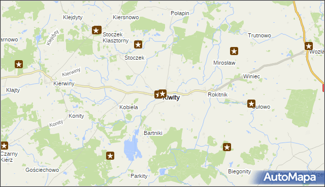 mapa Kiwity powiat lidzbarski, Kiwity powiat lidzbarski na mapie Targeo