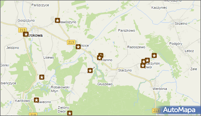 mapa Kłanino gmina Krokowa, Kłanino gmina Krokowa na mapie Targeo