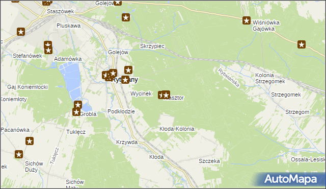 mapa Klasztor gmina Rytwiany, Klasztor gmina Rytwiany na mapie Targeo