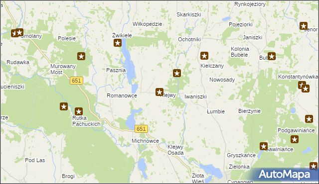 mapa Klejwy, Klejwy na mapie Targeo