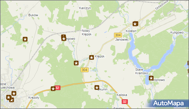 mapa Klępsk, Klępsk na mapie Targeo