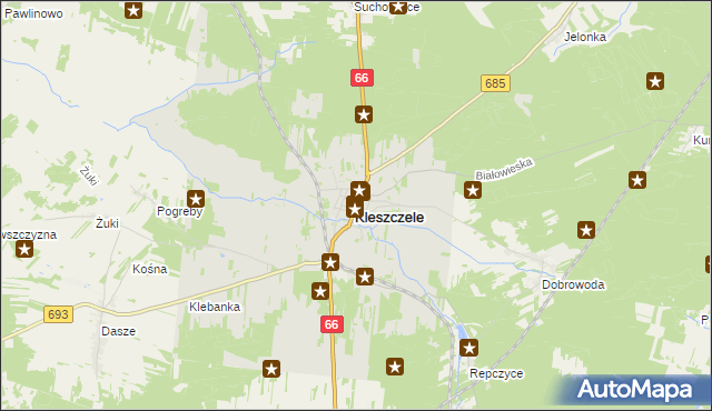 mapa Kleszczele, Kleszczele na mapie Targeo