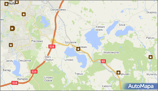 mapa Klewki gmina Purda, Klewki gmina Purda na mapie Targeo
