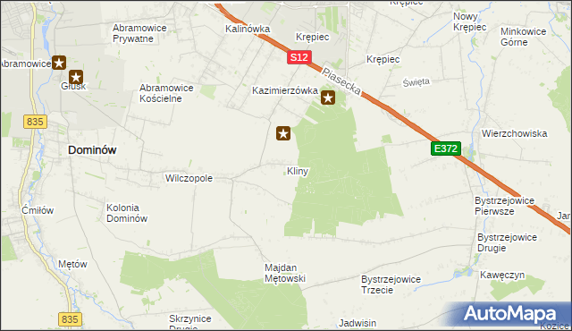 mapa Kliny gmina Głusk, Kliny gmina Głusk na mapie Targeo