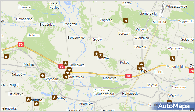 mapa Kliszów gmina Kije, Kliszów gmina Kije na mapie Targeo