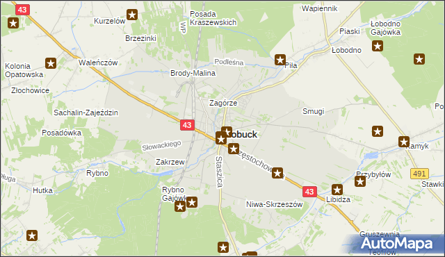 mapa Kłobuck, Kłobuck na mapie Targeo