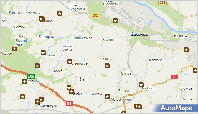 mapa Kłoda gmina Żukowice, Kłoda gmina Żukowice na mapie Targeo