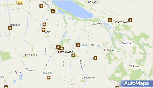 mapa Kłodzino gmina Przelewice, Kłodzino gmina Przelewice na mapie Targeo