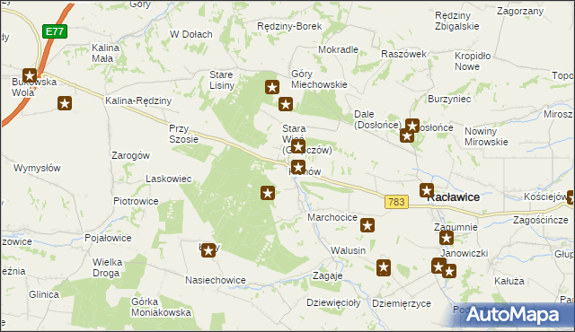 mapa Klonów gmina Racławice, Klonów gmina Racławice na mapie Targeo