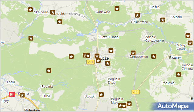 mapa Klucze powiat olkuski, Klucze powiat olkuski na mapie Targeo