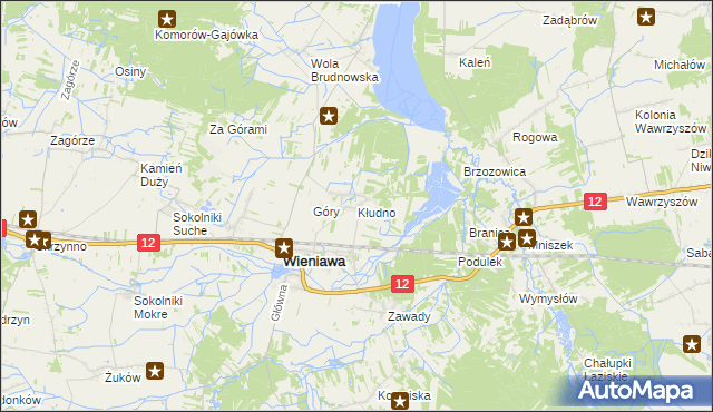 mapa Kłudno gmina Wieniawa, Kłudno gmina Wieniawa na mapie Targeo