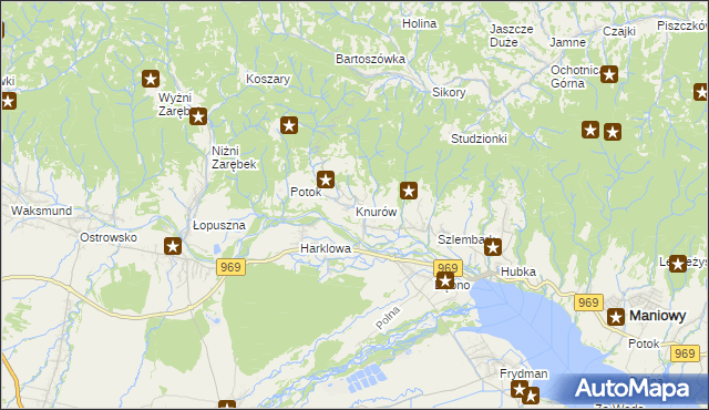 mapa Knurów gmina Nowy Targ, Knurów gmina Nowy Targ na mapie Targeo