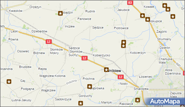 mapa Kobierzycko, Kobierzycko na mapie Targeo